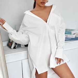 SHEIN Pocket Patched Button Up Oversized Shirt Dress  Size: Large